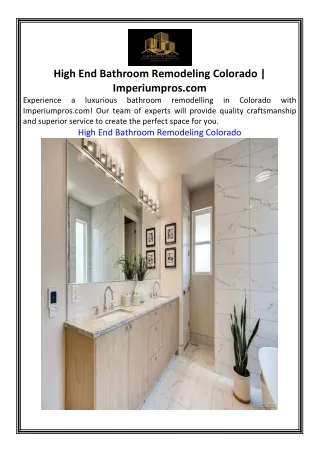 High End Bathroom Remodeling Colorado | Imperiumpros.com