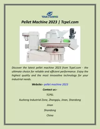 Pellet Machine 2023  Tcpel