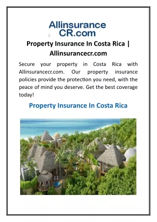 Property Insurance In Costa Rica  Allinsurancecr.com