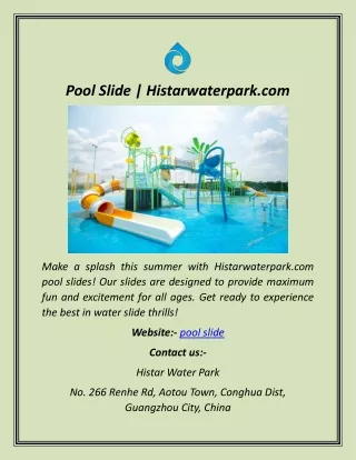 Pool Slide  Histarwaterpark