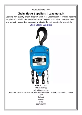 chain blocks suppliers loadmate in looking