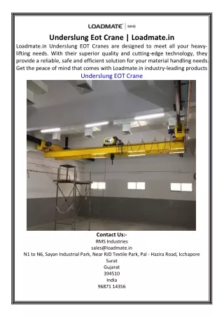 underslung eot crane loadmate in loadmate