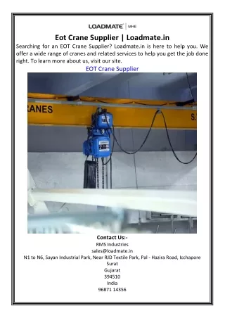 eot crane supplier loadmate in searching