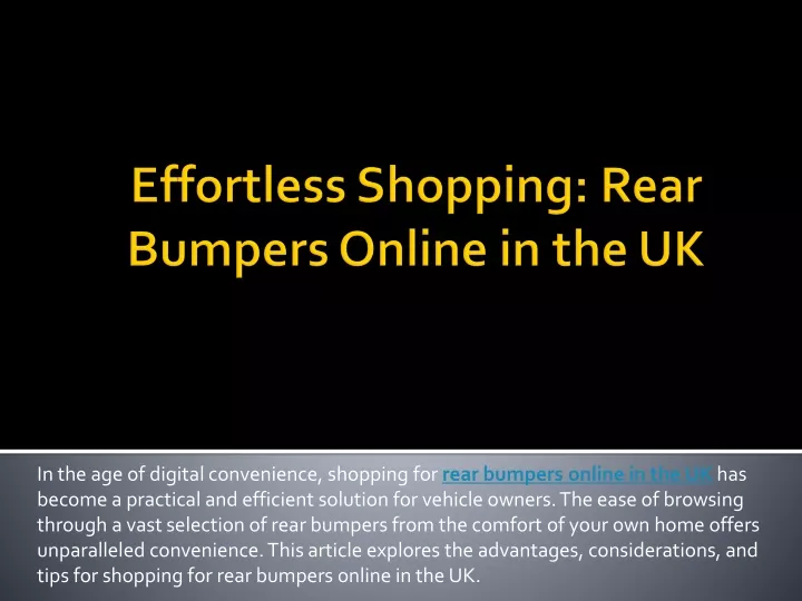 effortless shopping rear bumpers online in the uk