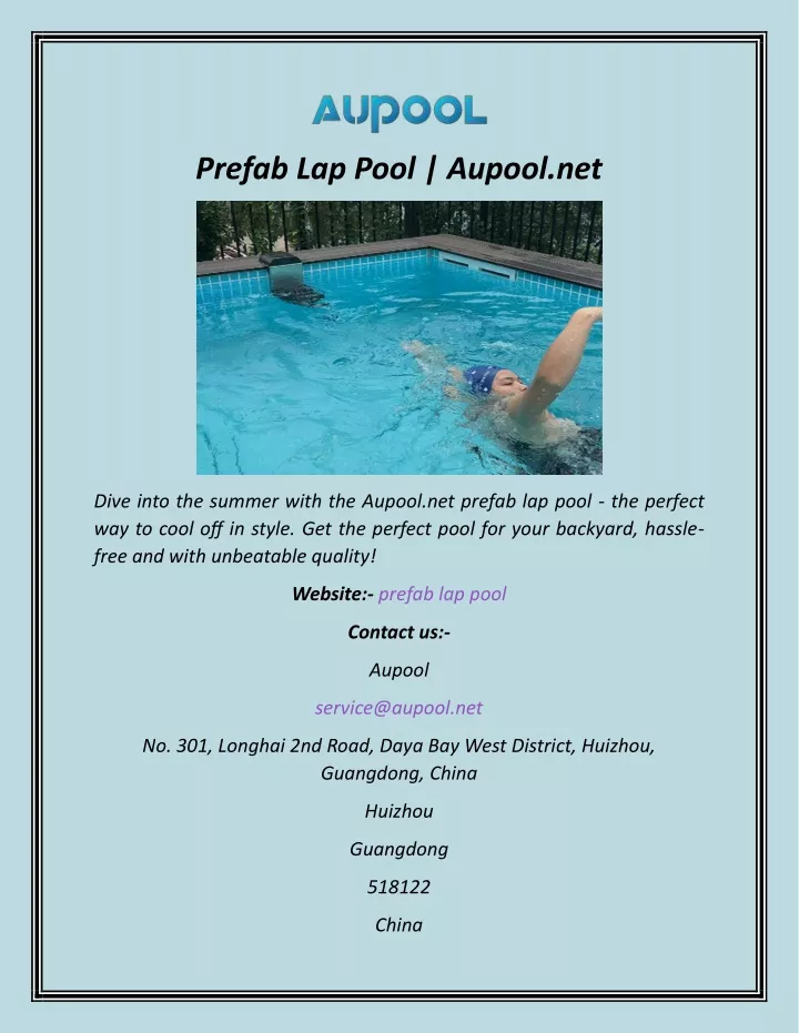 prefab lap pool aupool net