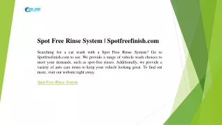Spot Free Rinse System  Spotfreefinish.com