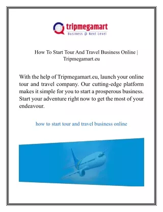 How To Start Tour And Travel Business Online Tripmegamart.eu