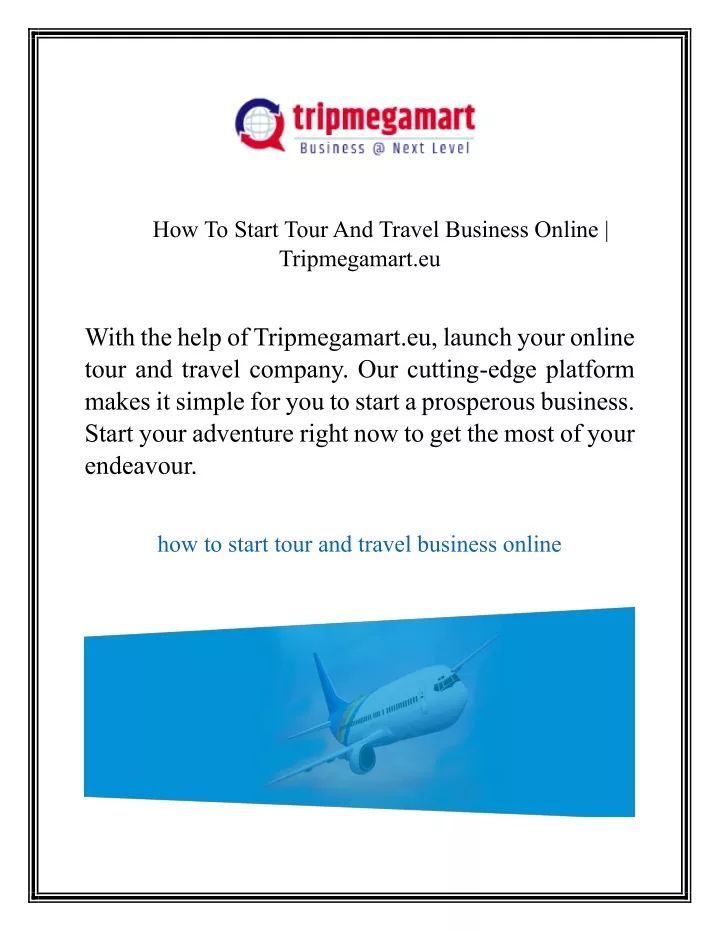 how to start tour and travel business online