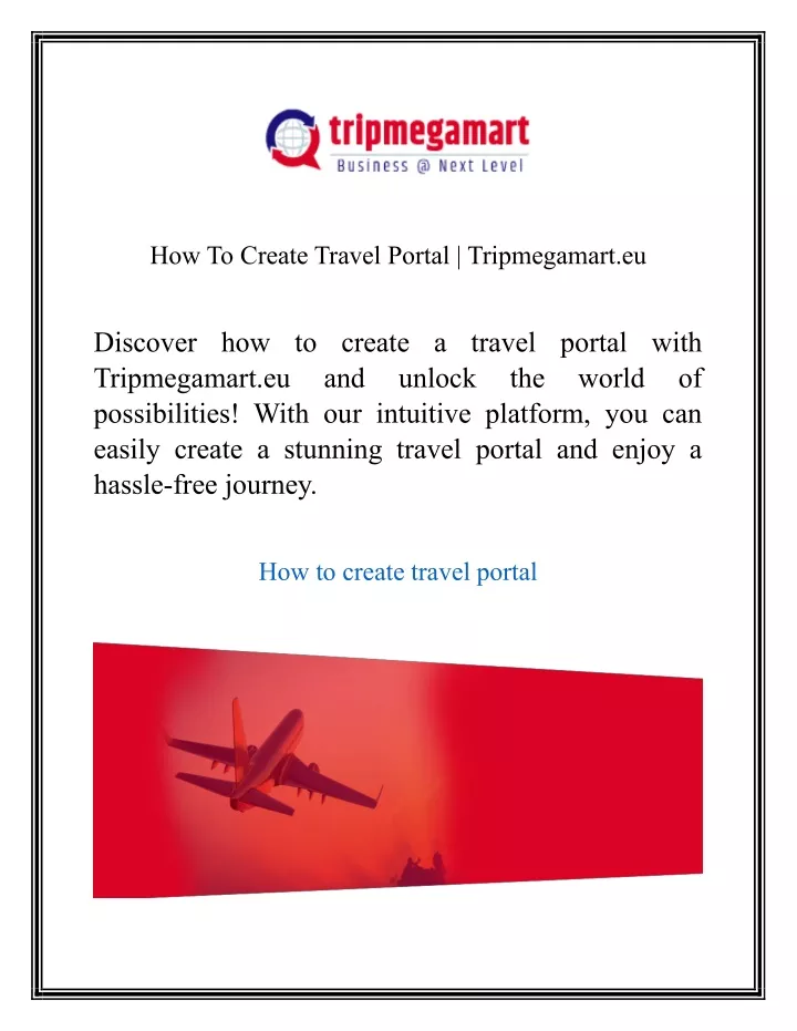 how to create travel portal tripmegamart eu
