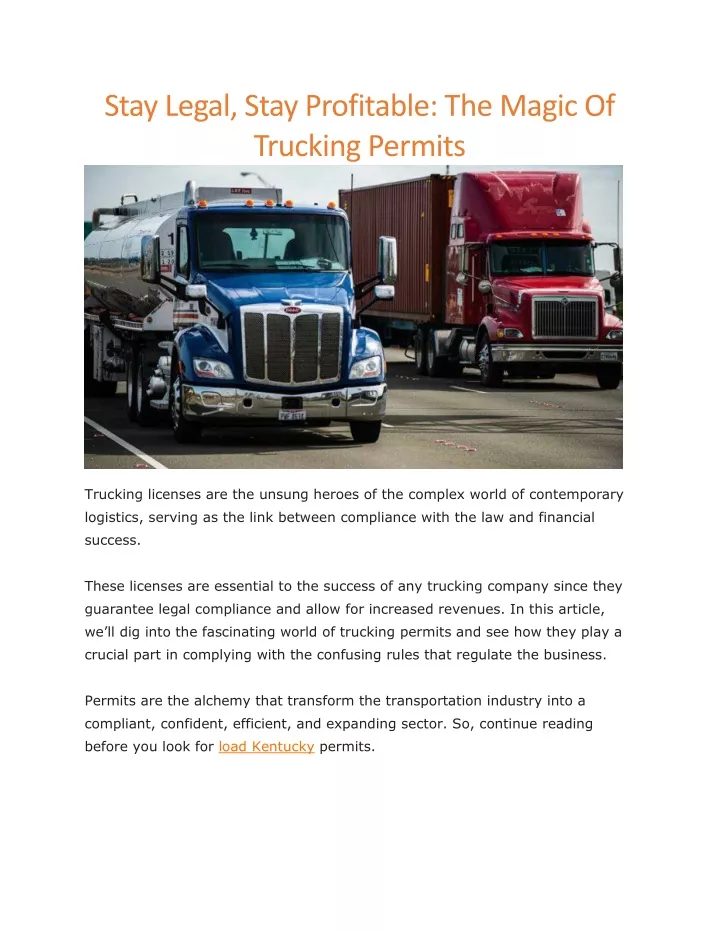 stay legal stay profitable the magic of trucking