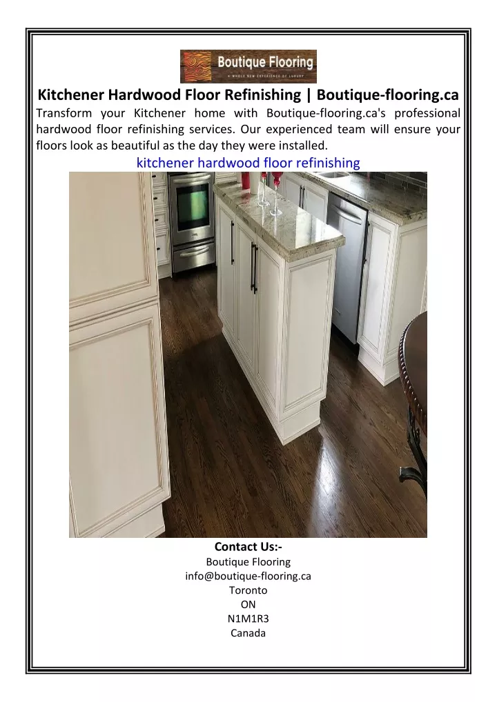 kitchener hardwood floor refinishing boutique