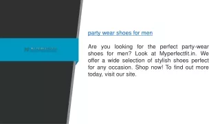 Party Wear Shoes for Men Myperfectfit.in