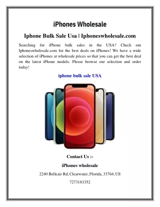 Iphone Bulk Sale Usa  Iphoneswholesale