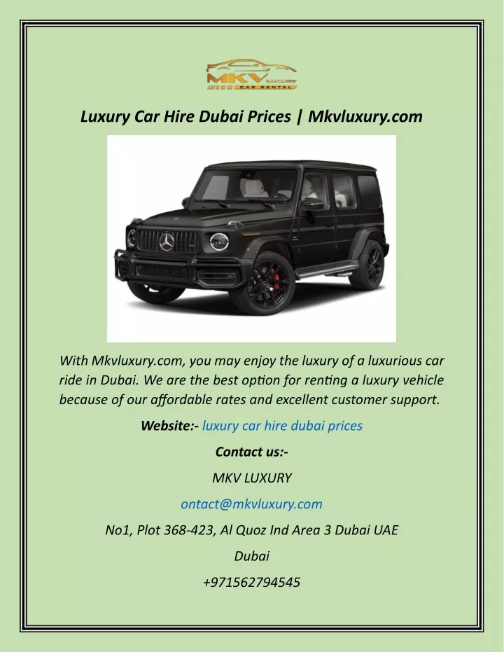 luxury car hire dubai prices mkvluxury com