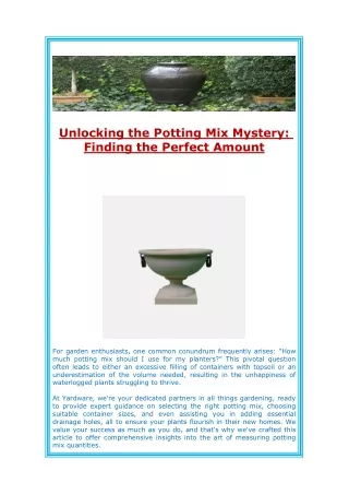 Unlocking the Potting Mix Mystery: Finding the Perfect Amount