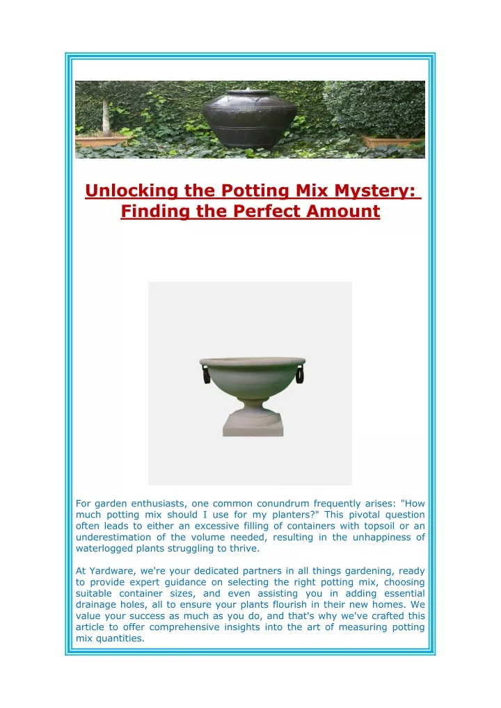 unlocking the potting mix mystery finding