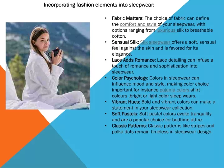 incorporating fashion elements into sleepwear