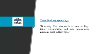 Talent Booking Agency NYC | Downstageent.com