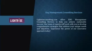 Esg Management Consulting Services  Lightriseconsulting.com