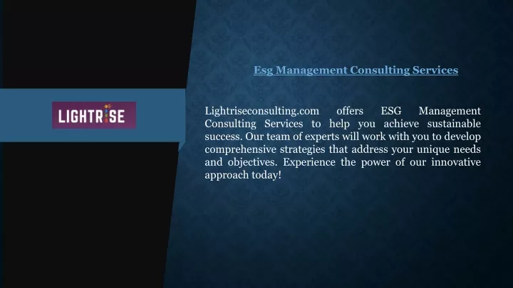 esg management consulting services