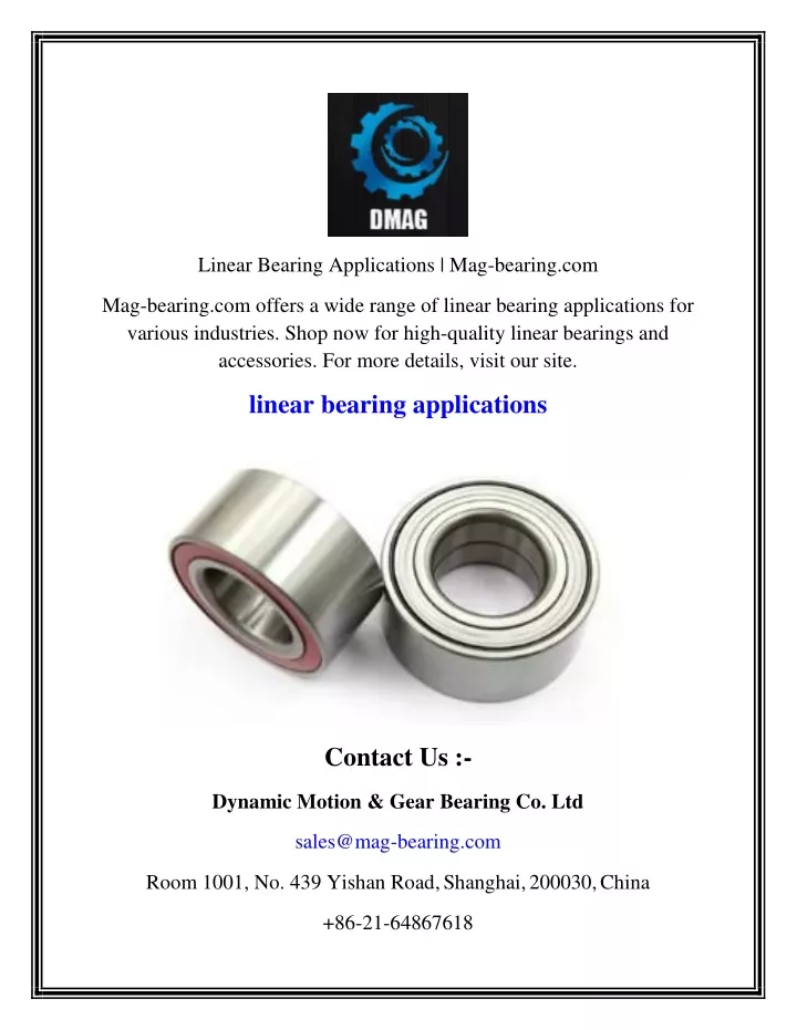 linear bearing applications mag bearing com