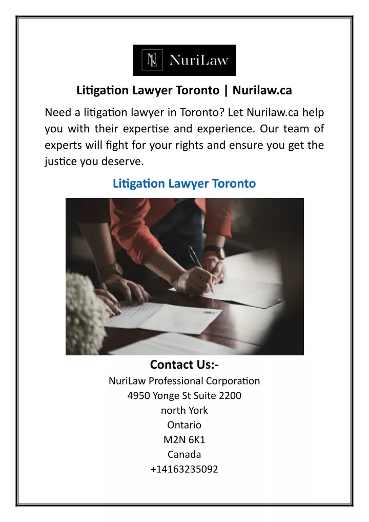 litigation lawyer toronto nurilaw ca