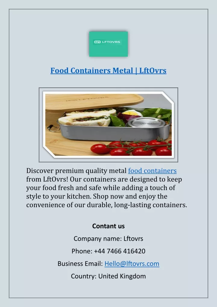 food containers metal lftovrs