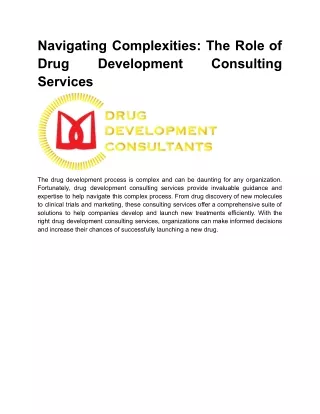 Navigating Complexities_ The Role of Drug Development Consulting Services.docx