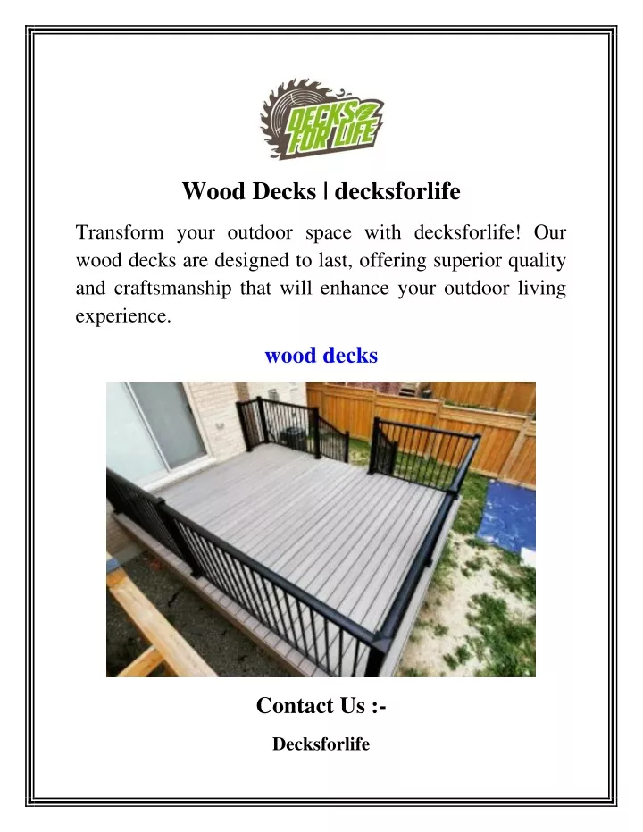 wood decks decksforlife