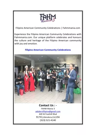 Filipino American Community Celebrations