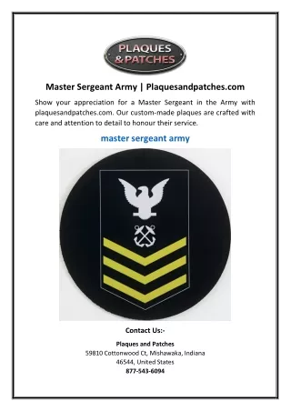 Master Sergeant Army | Plaquesandpatches.com