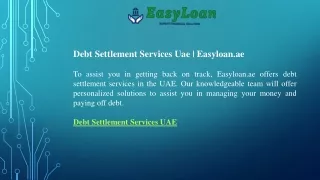 Debt Settlement Services Uae  Easyloan.ae
