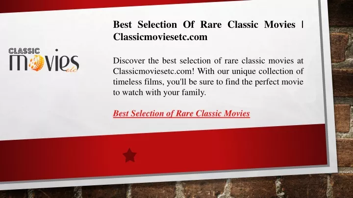 best selection of rare classic movies
