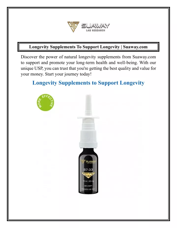 longevity supplements to support longevity suaway