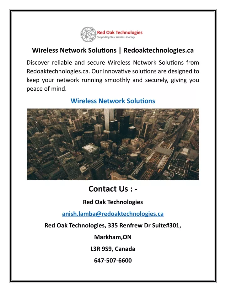 wireless network solutions redoaktechnologies ca