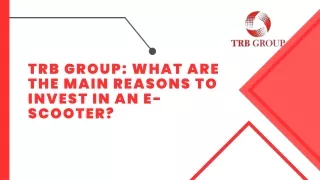 TRB Group What are the Main Reasons to Invest in an E-Scooter