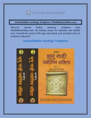 Ancientindian Astrology Scriptures  Motilalbanarsidass.com