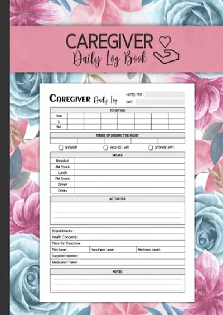 caregiver daily log book caregiver organizer