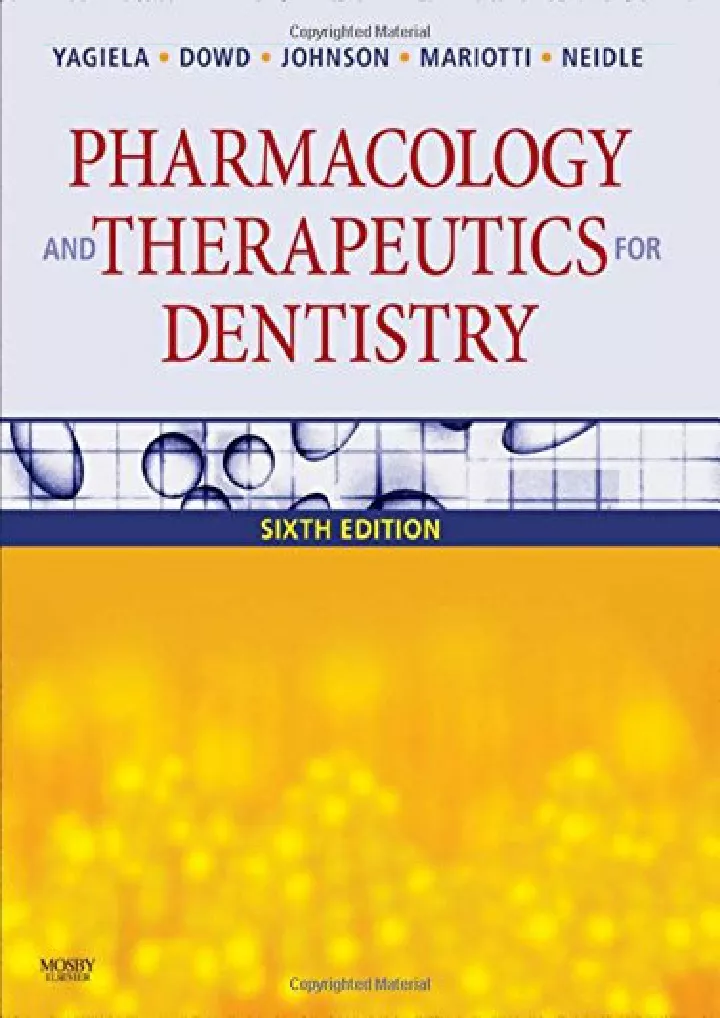 pharmacology and therapeutics for dentistry