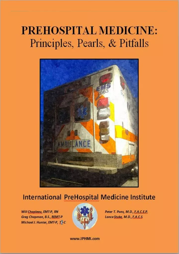 prehospital medicine principles pearls