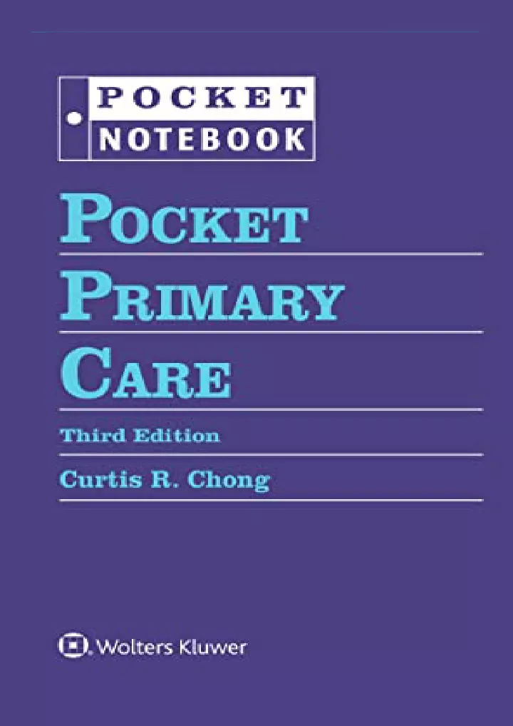 pocket primary care pocket notebook series