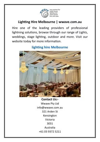Lighting Hire Melbourne  wwave.com.au