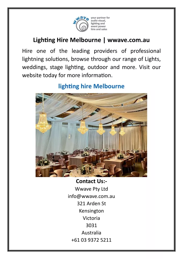 lighting hire melbourne wwave com au