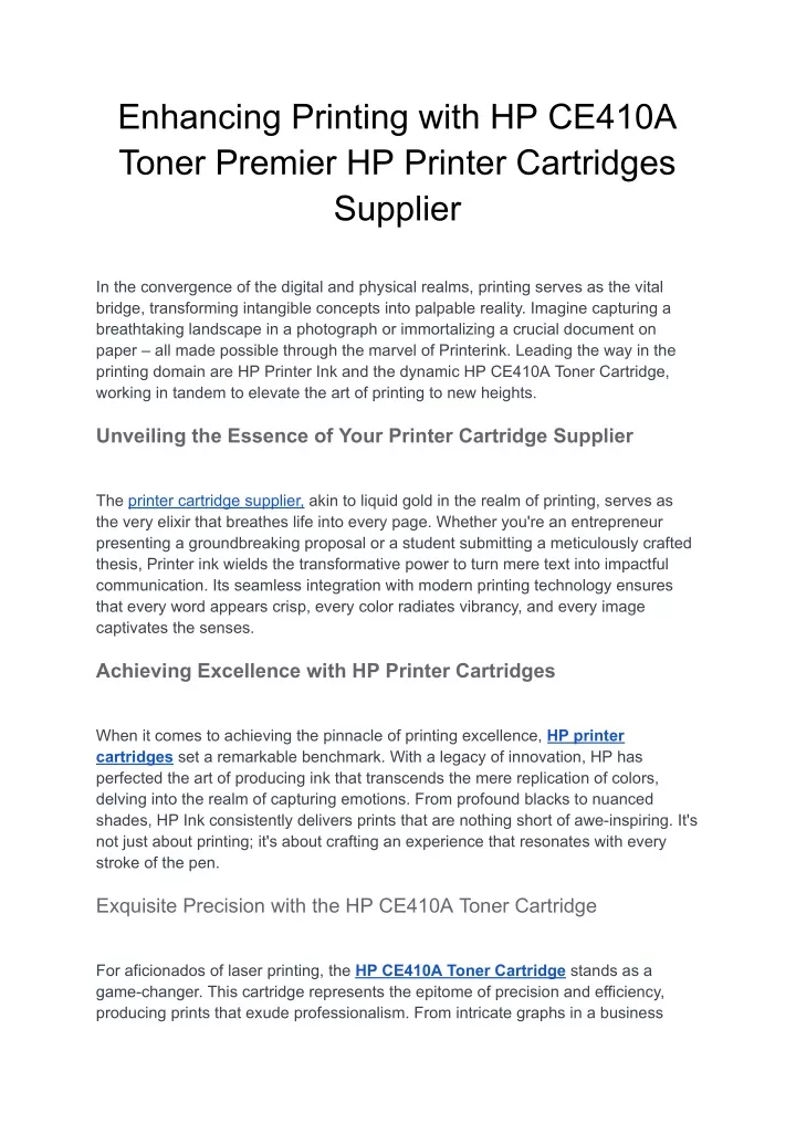 enhancing printing with hp ce410a toner premier