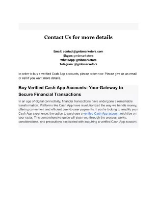 Buy Verified Cash App Accounts_ Your Gateway to Secure Financial Transactions