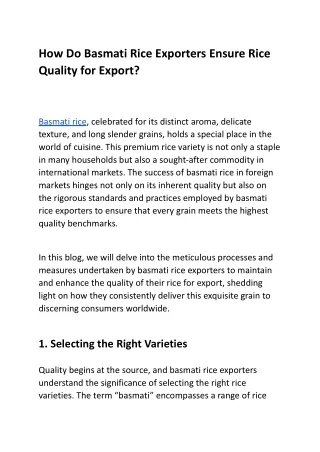 How Do Basmati Rice Exporters Ensure Rice Quality for Export.docx