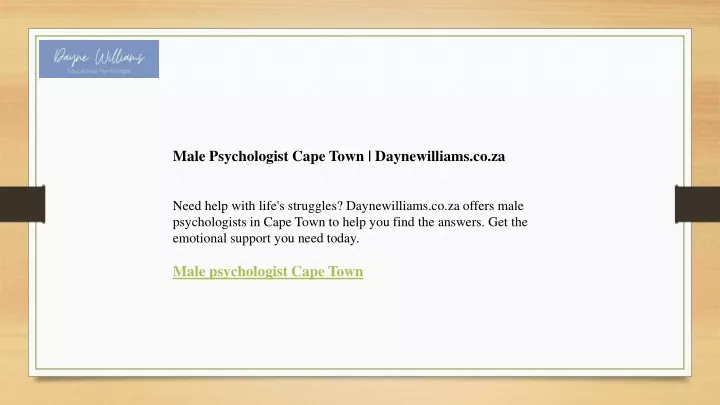 male psychologist cape town daynewilliams