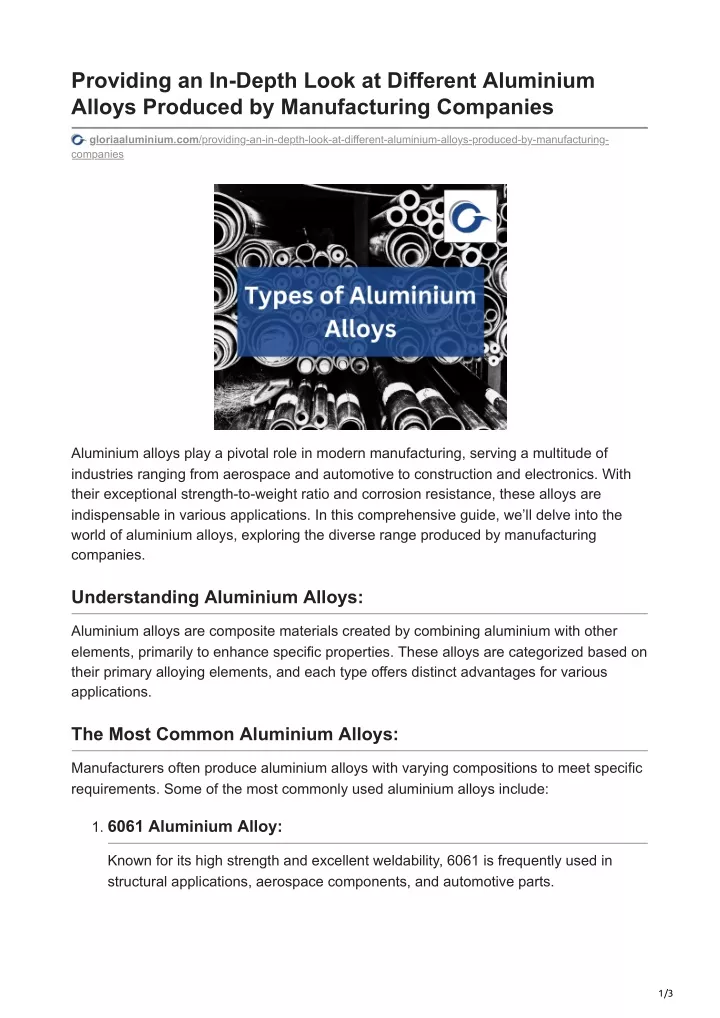 providing an in depth look at different aluminium