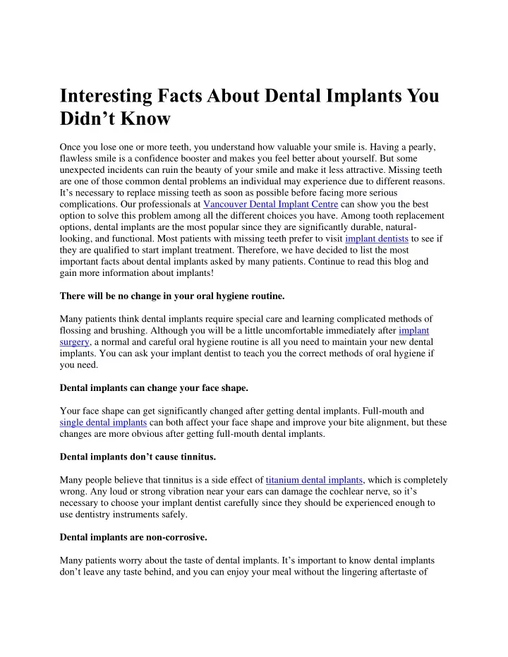 interesting facts about dental implants you didn