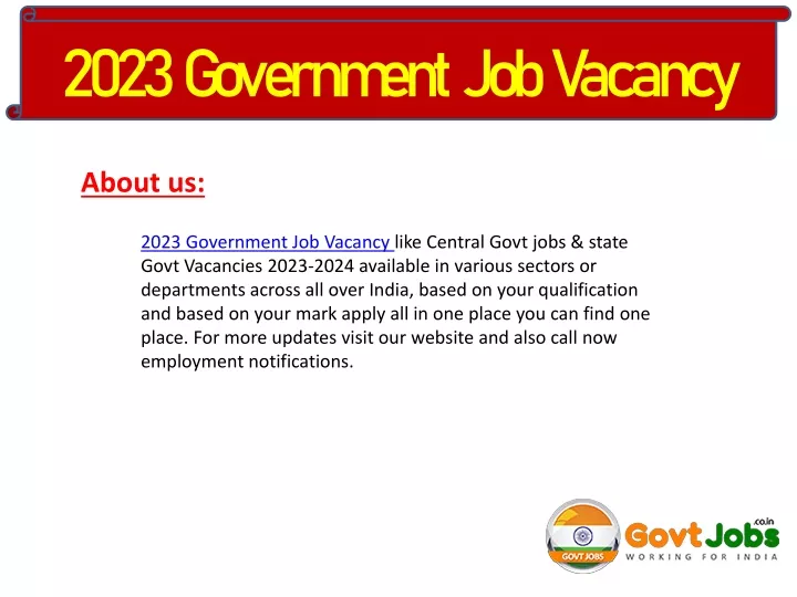 2023 government job vacancy